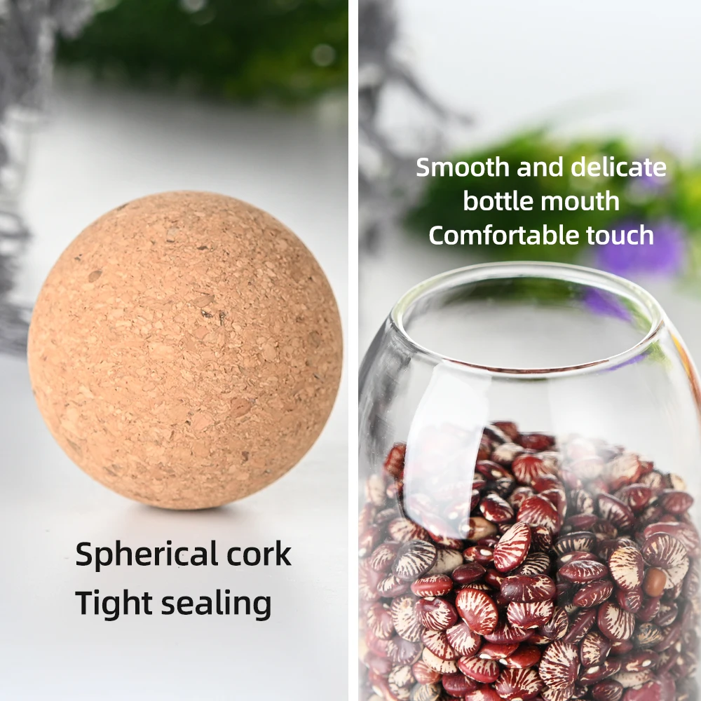 3pcs High Borosilicate Airtight Glass Spice Storage Jar Set With Cork ...
