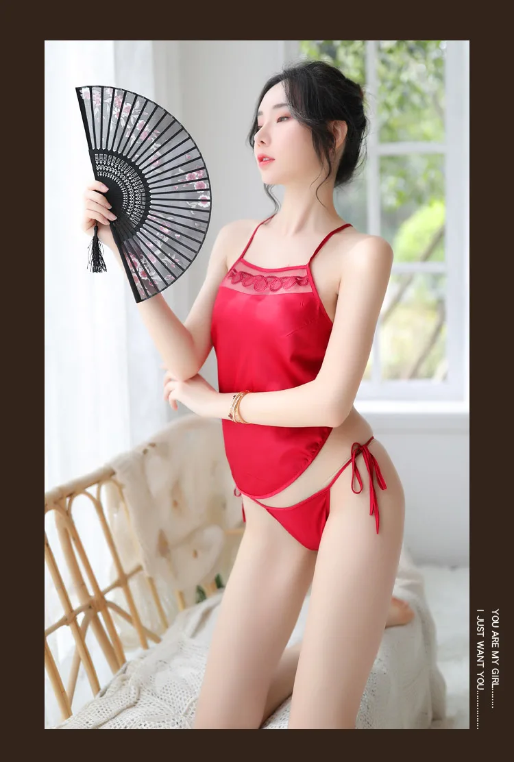 Chinese Classical Simulation Silk Women Embroidery Sexy Underwear