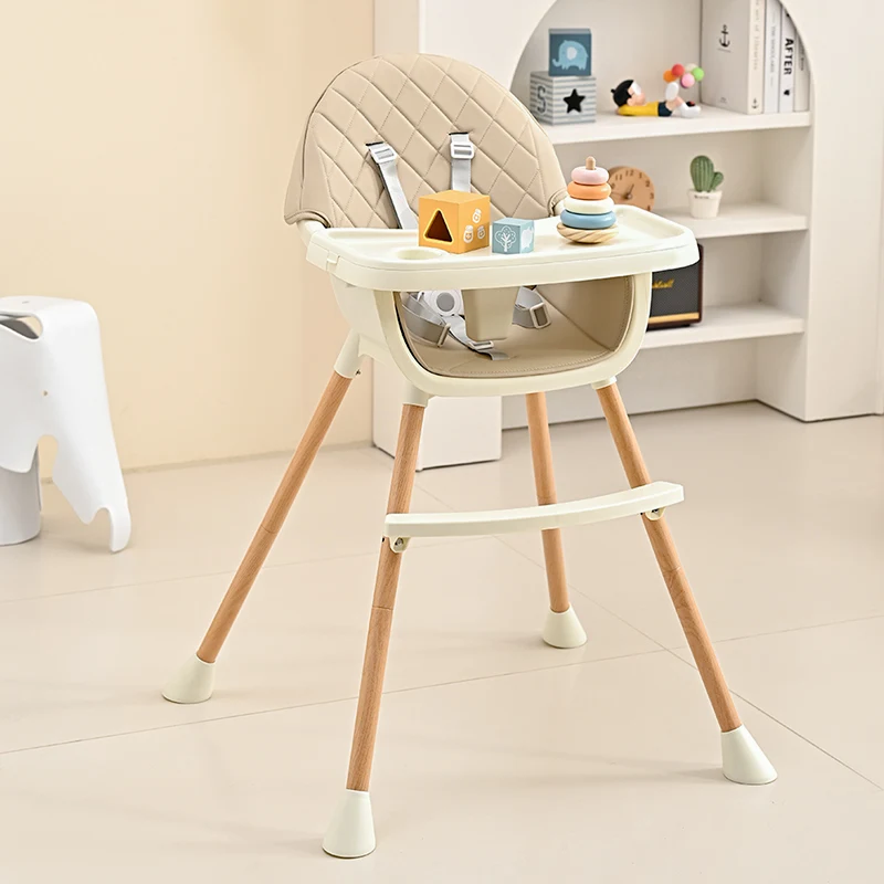 Multifunctional Plastic Baby High Chair Adjustable Child Dining Highchair With Cushion