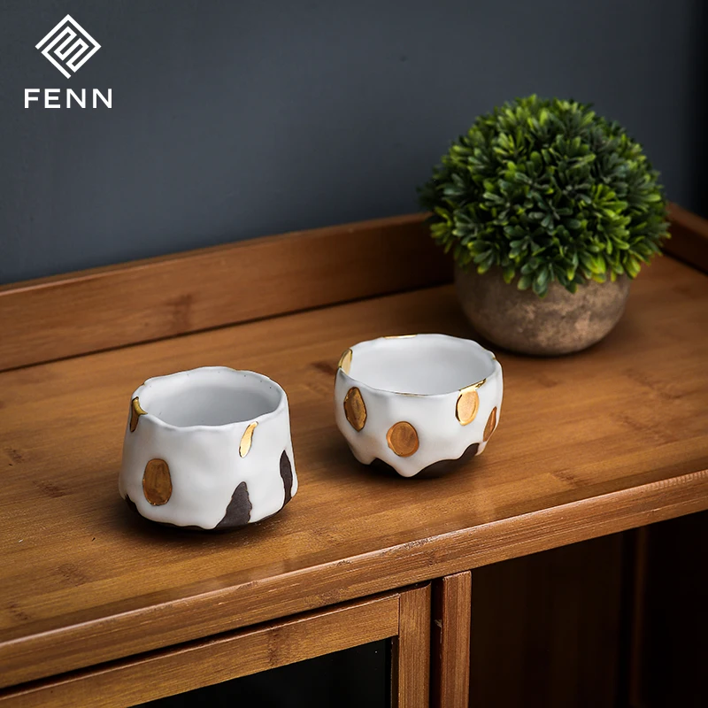 product fenn japanese teacup ceramic coffee cup irregular edge feature design cups body variety of luxury grey with golden tea cups-64