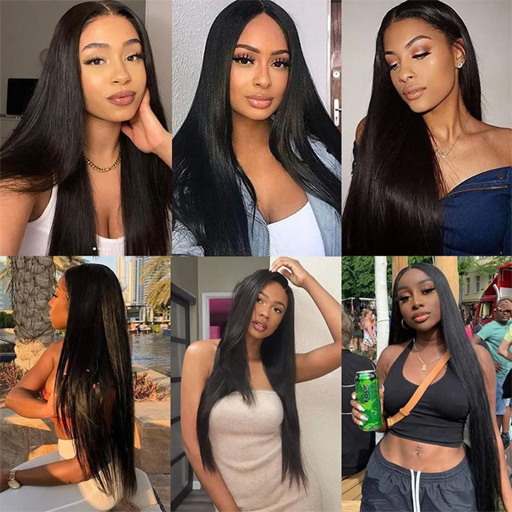 Clip In Echthaar Extensions Set Natürlich Schwarzes Remy Haar_voghion.com