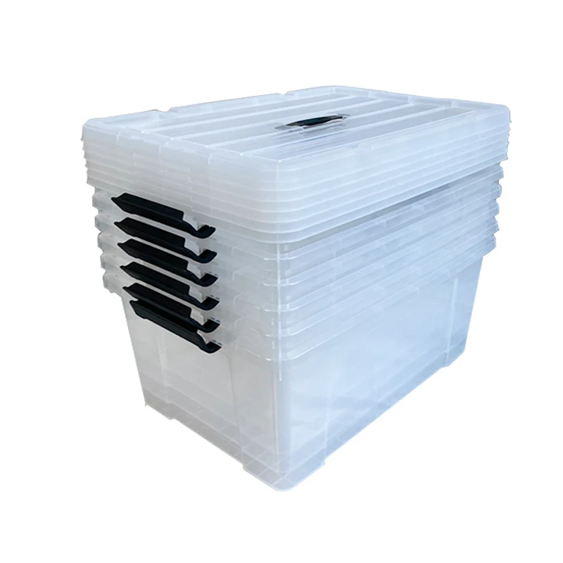 Stackable storage bin with hinged lid, 15L