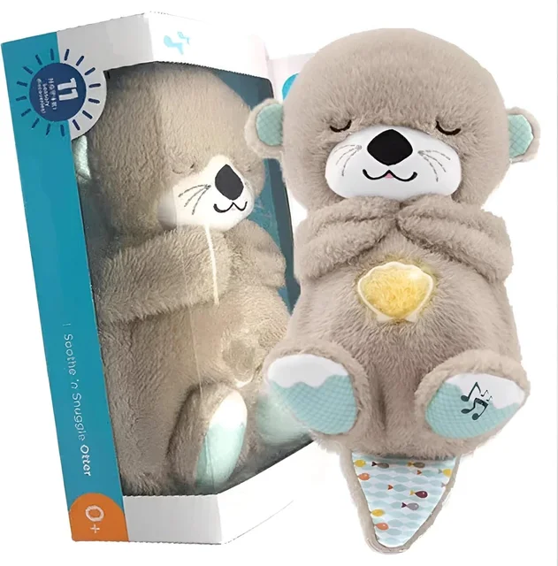 2024 Popular Electric Plush Toy Stuffed Plush Breathing Baby Otter Toy Baby Soothing Sleeping Breathing Bear