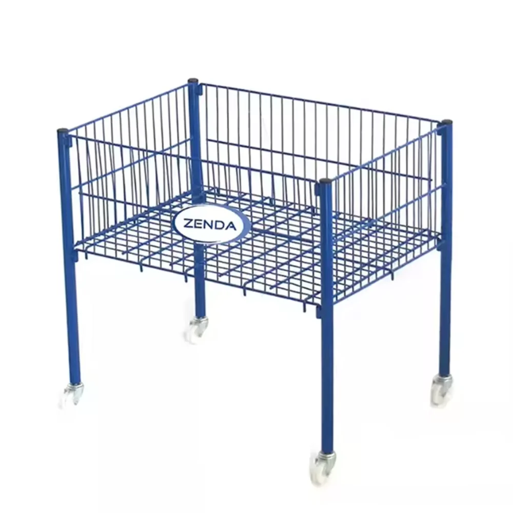Quality Capacity 50kg Lightweight Wire Mesh Container Stainless Steel Folding Rack Roll Cage Trolley