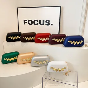 New Clutch Bag Wave Shape Chain Shoulder Handbags for Women Ladies Evening Bags for Shopping Box Design