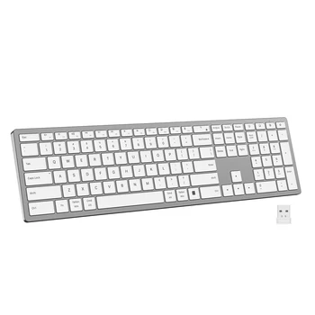 Full Size Slim Keyboard Bluetooth Wireless Rechargeable Keyboard Low-Profile Scissors Silent Keyboard for MacBook/Mac