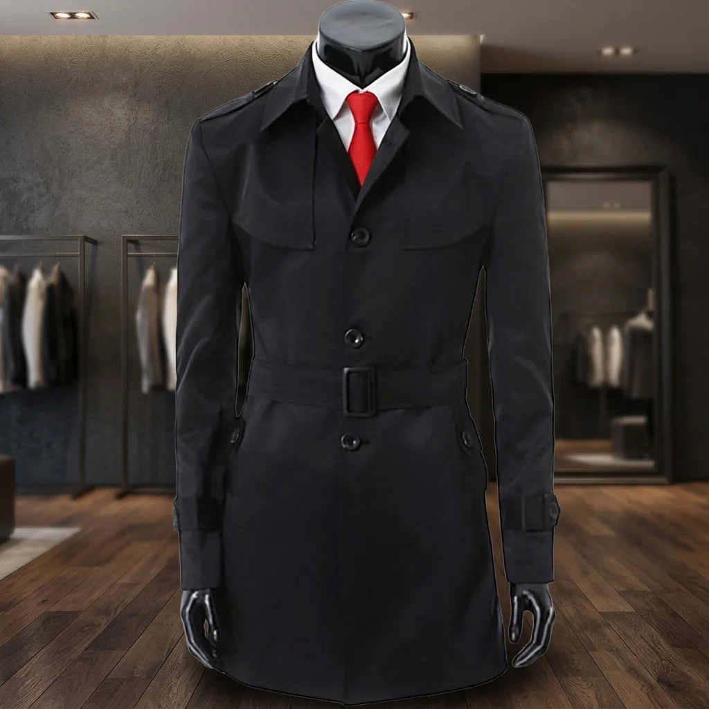 Stylo's Custom Made Plus Size Men's Winter Trench Coat 100% Woolen Long Double Breasted Breathable Anti-wrinkle Waterproof - Image 3