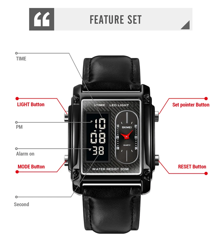 SKMEI 1868 New Arrival Original Luxury Business Watches Fashion Design Sport Waterproof Sport CHARM Wristwatch Digital Watches