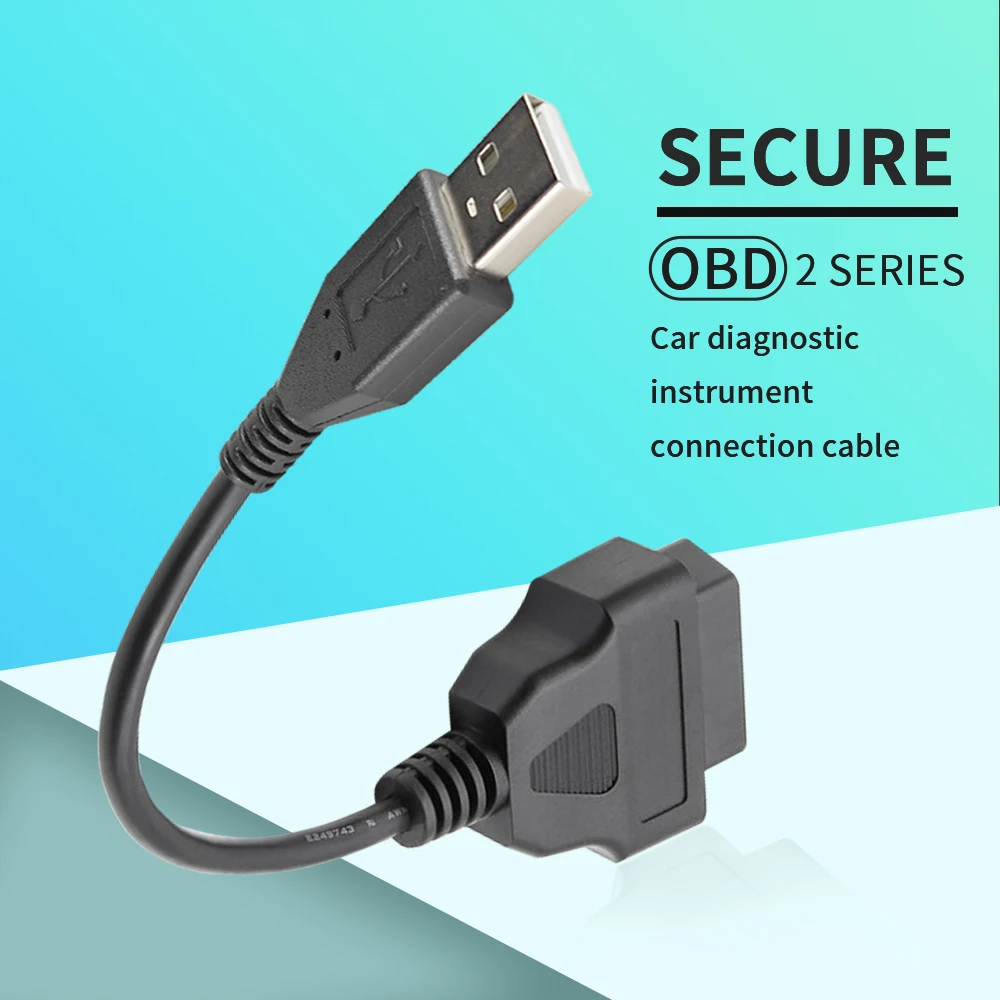 Custom 16 Pin Female Obd 2 Usb Cable Obd2 to Usb Cable Usb 2.0 a Male Obd2 Laptop Cable Obd Automotive Diagnostic Harness