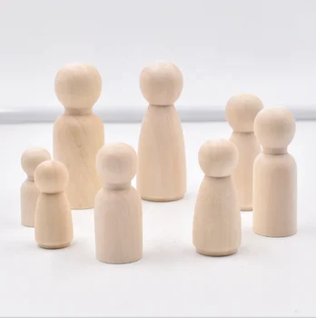 Wooden Man /woman Peg Dolls People Bodies Natural Decorative Wood Shapes Figures For Painting, Diy, Craft