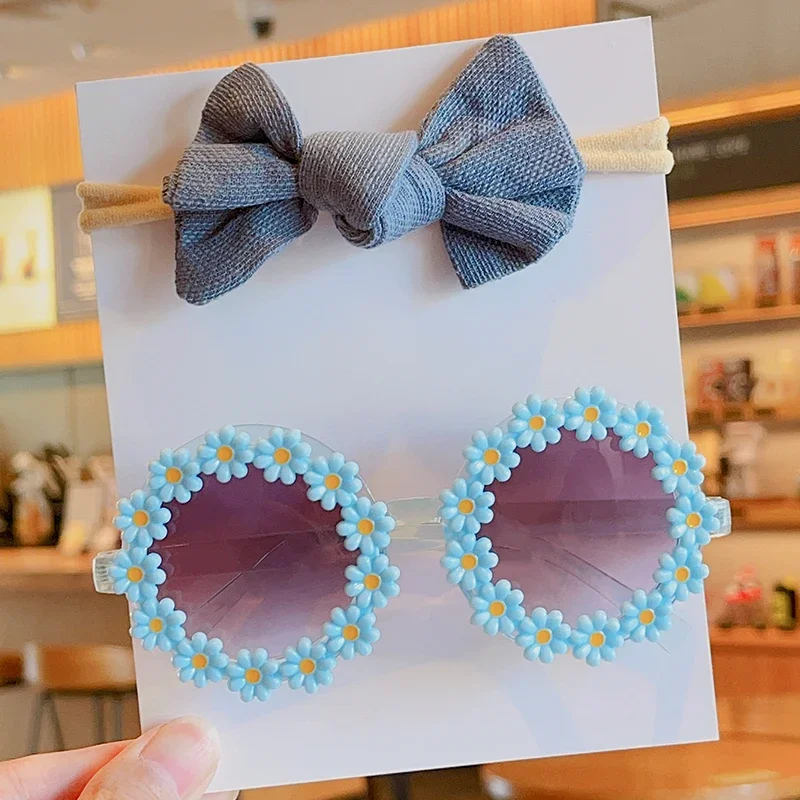 New Low Price Hot Selling Fashion Baby Sun Flower Eyeglasses With Headbands Set Lovely C aperçu 8
