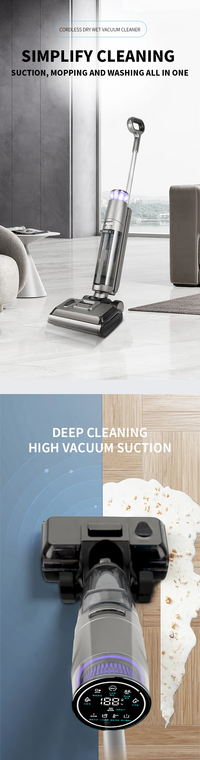 250w Powerful Upright Silent Portable Vacuum Cleaner Household Mop