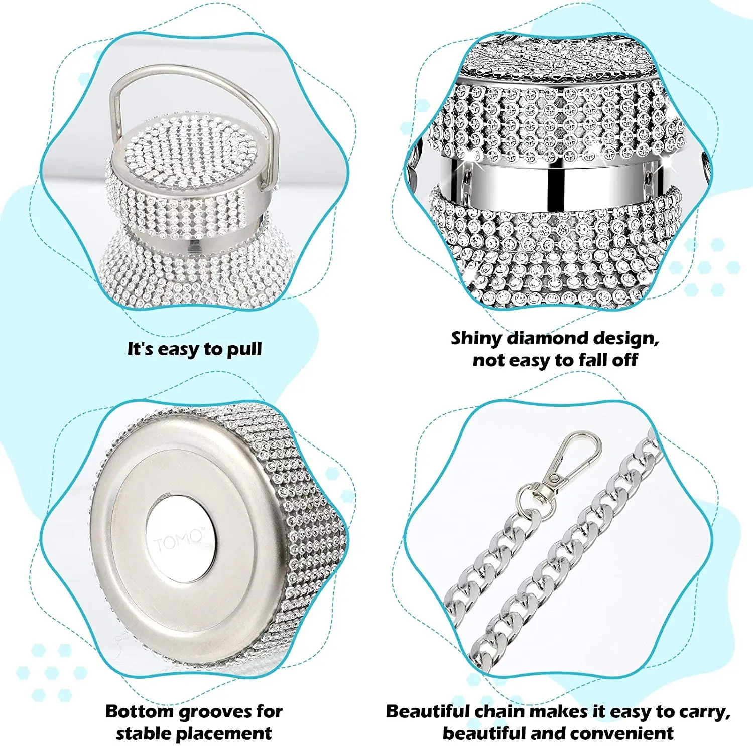 Sparkling Sport Water Bottle Insulated Bling Rhinestone Stainless Steel Thermal Bottle