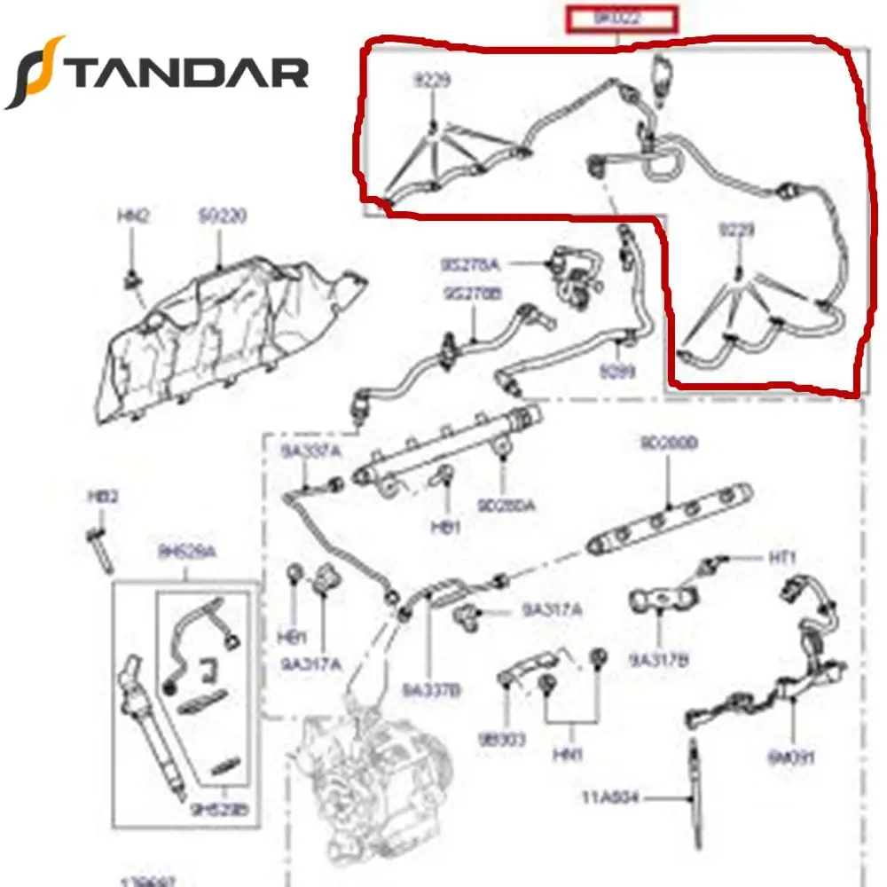 Fuel Injection Leak Off Tube Pipe 6H4Q9K022LC