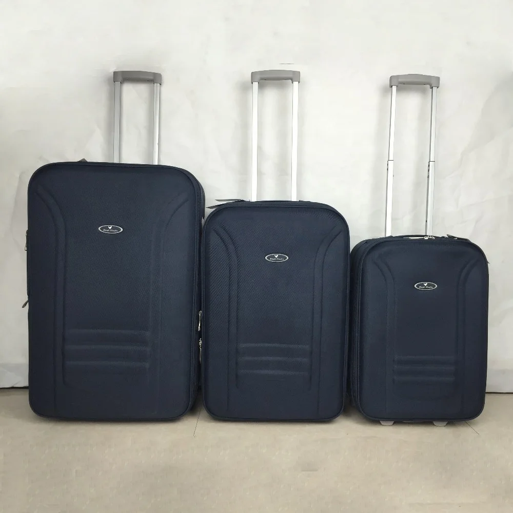 Factory OEM ODM 600D Polyester Upright Eva 3pcs Trolley Luggage Set
