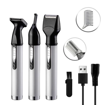 Men Nose Ear Neck Grooming Kit Rechargeable Electric Shaver Beard Hair Trimmer for Facial Body Eyebrow