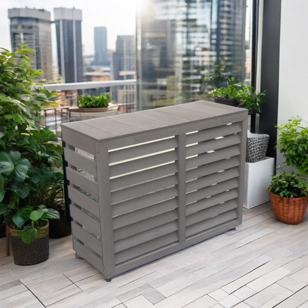 Charcoal Grey Slat Pvc Outdoor Air Conditioner Cover Buy Decorative