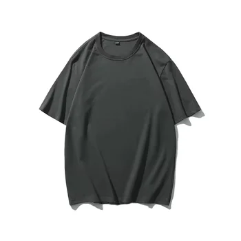 Mens 100% Cotton Boxy Fit Blank T-shirt Custom Tee Logo Streetwear Boxy T Shirt For Clothing Men Tshirt