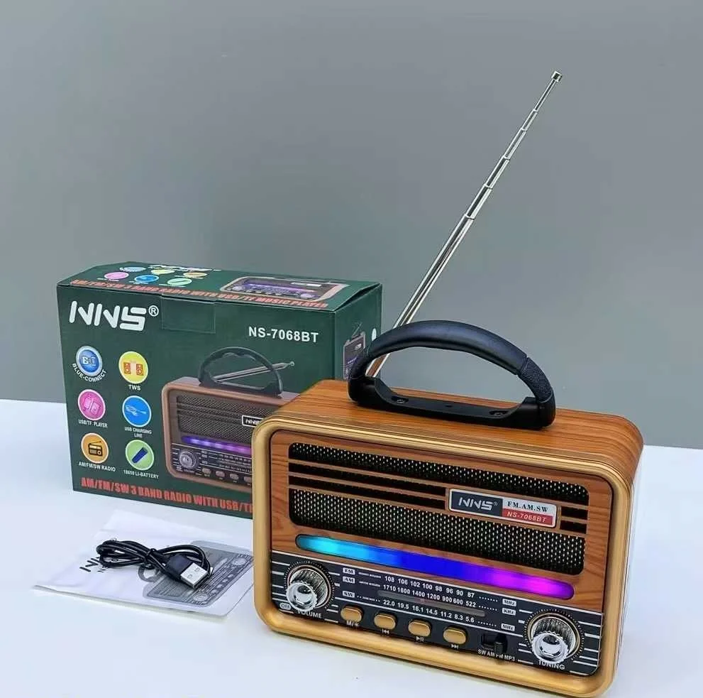 NS-7068BT Mini Oldschool Boombox - Wireless Solar Powered