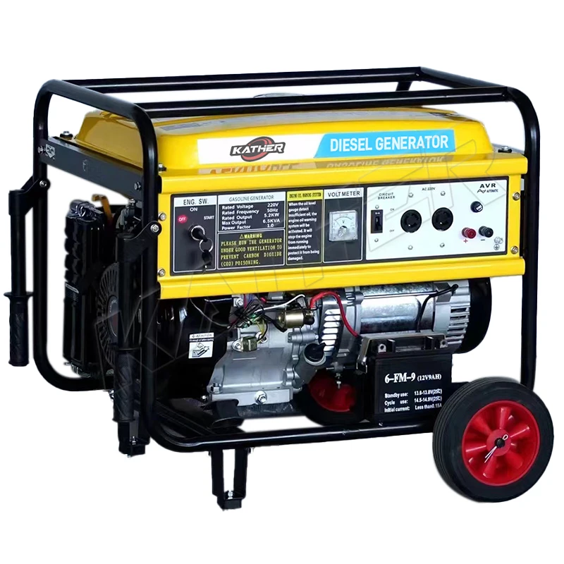 KATHER hordozható szabadon álló dízelgenerátor 50/60 Hz 5 kVA-tól 10 kVA-ig egyszeres háromfázisú 230 V névleges feszültség