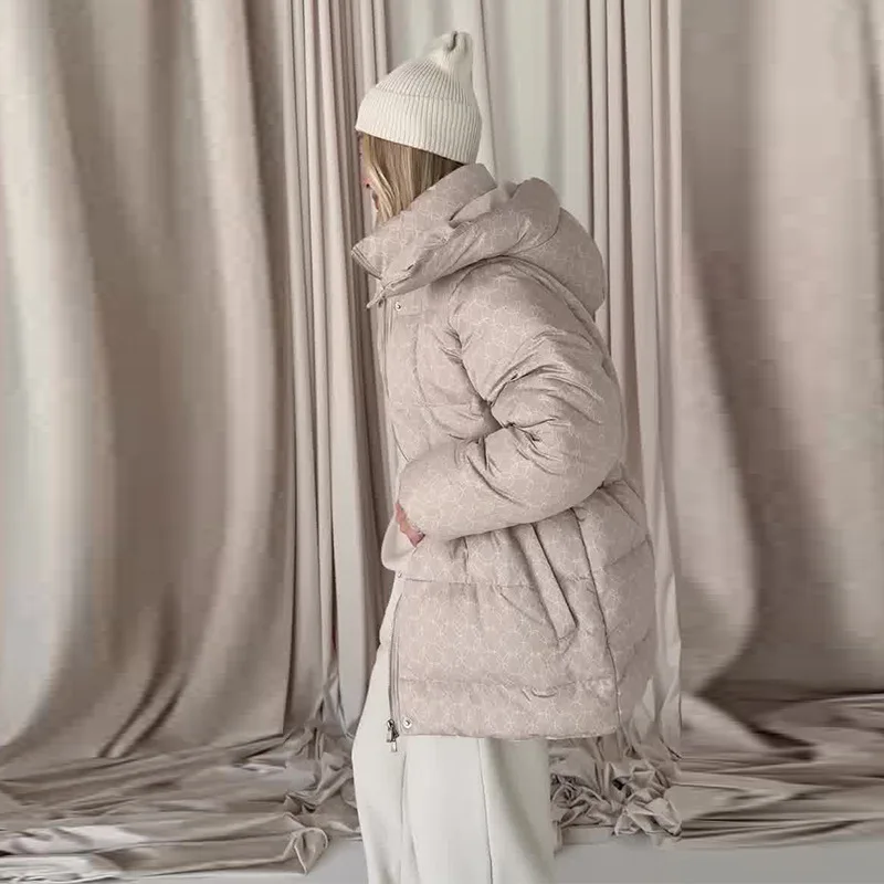 Autumn New European American Women's Printed Wool/Silk Hooded Mandarin Collar Blazer Jacket