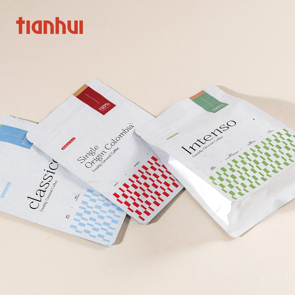 Tianhui Food Grade Resealable Zipper Stand-Up Pouch for Coffee Beans Packaging