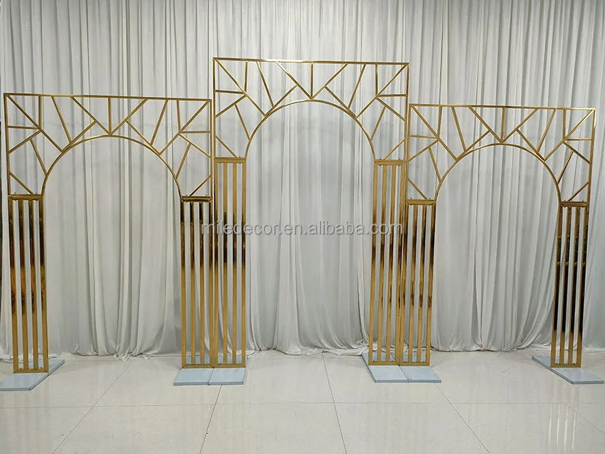 Custom Wedding Stage Backdrop Frame Gold Metal Arch Party Backdrop ...