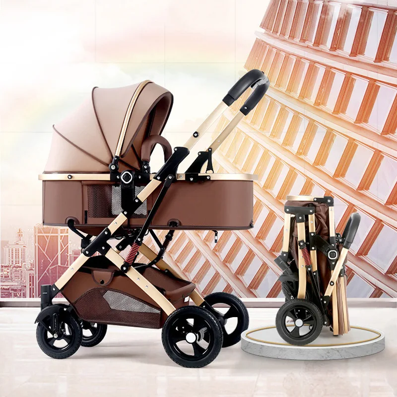 2022 Cheap Can Sit and Lie Down Portable Folding Bidirectional High View Baby Stroller for Newborn Children Baby Stroller