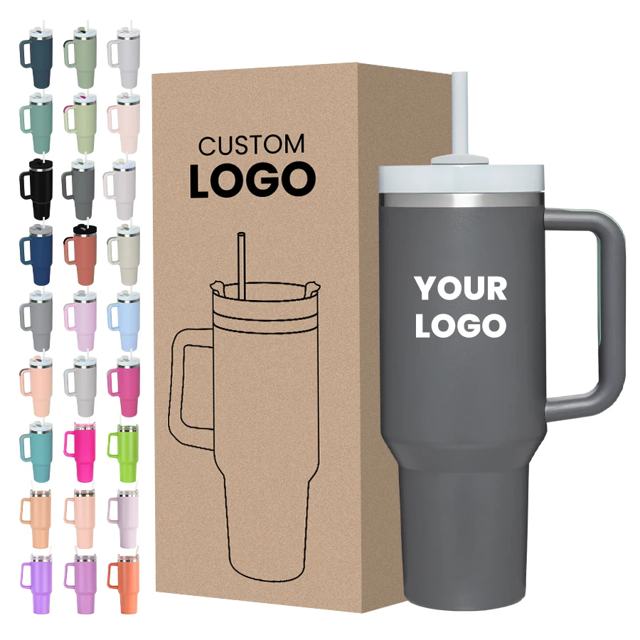 Hot Selling Products 2026 Insulated Travel Mug Thermos Stainless Steel 40oz Tumbler With Handle and Straw for Printing