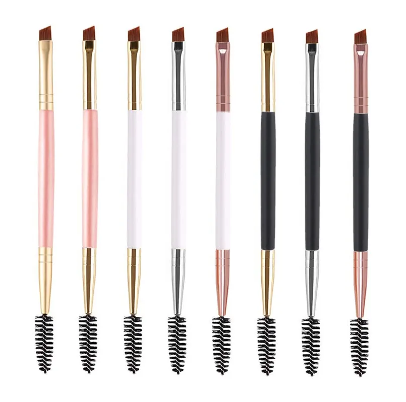 3 Colors Wholesale Double ended Eyebrow brush Eyeliner brush