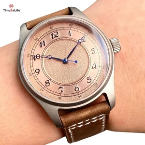 Custom Logo 39mm Vintage Pilot Wristwatch NH35A Automatic Movement Waterproof Dive Mechanical Watch Men Leather Strap Bracelet