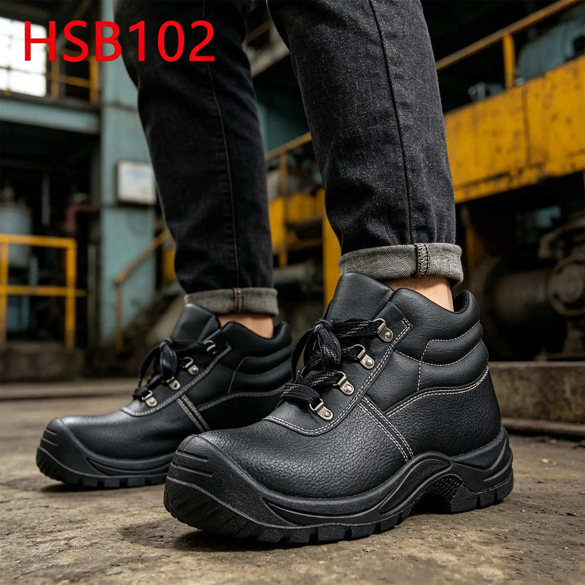 ZYF, Anti-asido at anti-alkali na PU/PU Injection Outsole na Seguridad at Safety Shoes para sa Konstruksyon ng Tulay, Thorn-proof na Unisex na Work Boots HSB102