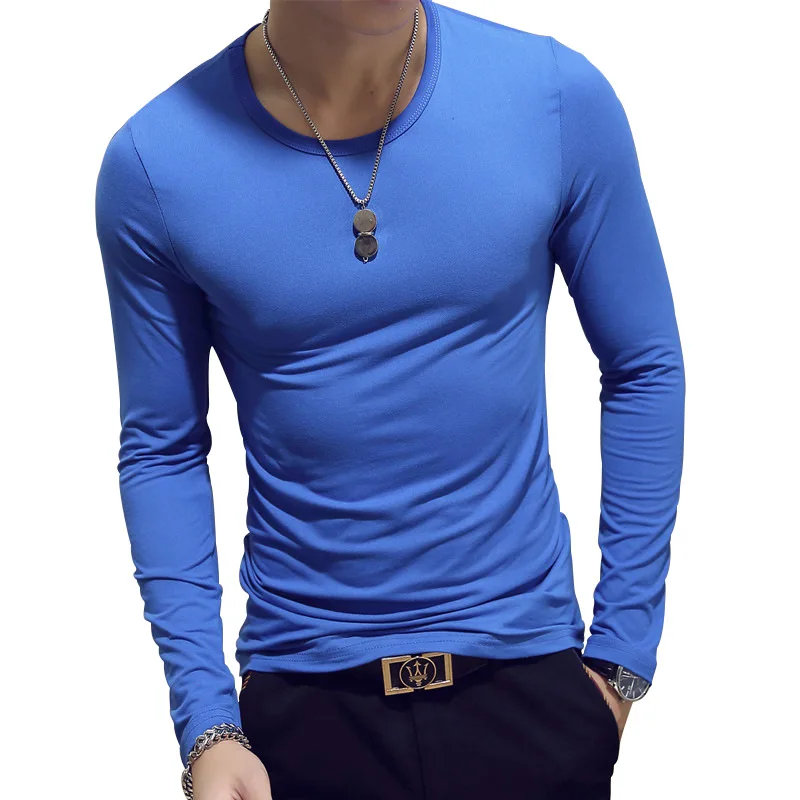 2022 Quick dry sports solid wholesale slim o-neck v-neck custom plain OEM logo blank long sleeve men t shirts