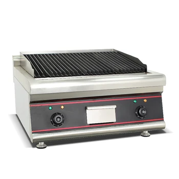 Counter Top Electric Lava Rock Grill Griller Steak Roasting Oven Seafood BBQ Commercial Kitchen Machine Stainless Steel Griddle