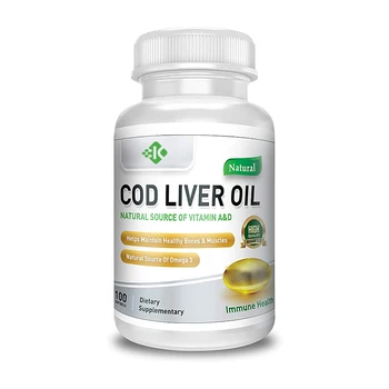Private label support for brain, heart, eyes, and immune health Omega 3 fatty acid EPA and DHA cod liver oil soft capsules