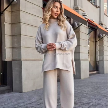 Women's Casual Long Knit Sweater With Front & Back Logo Hooded & Printed Pattern Winter/Autumn Collection-Wholesale Supply
