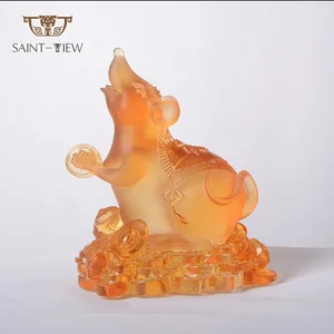 2026 New Design Lost-Wax Casting Crystal Liuli Mouse Feng Shui Gifts Statues