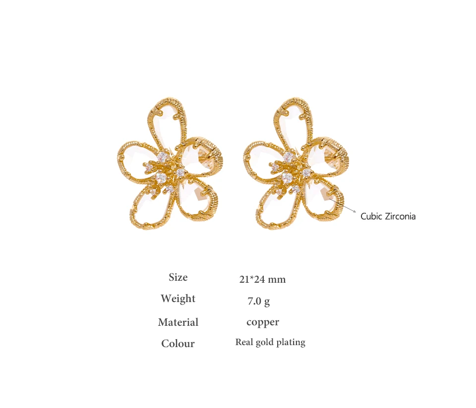 Jinyou 2204 Luxury Cubic Zircon Flower Korean Big Stud Earrings For ...