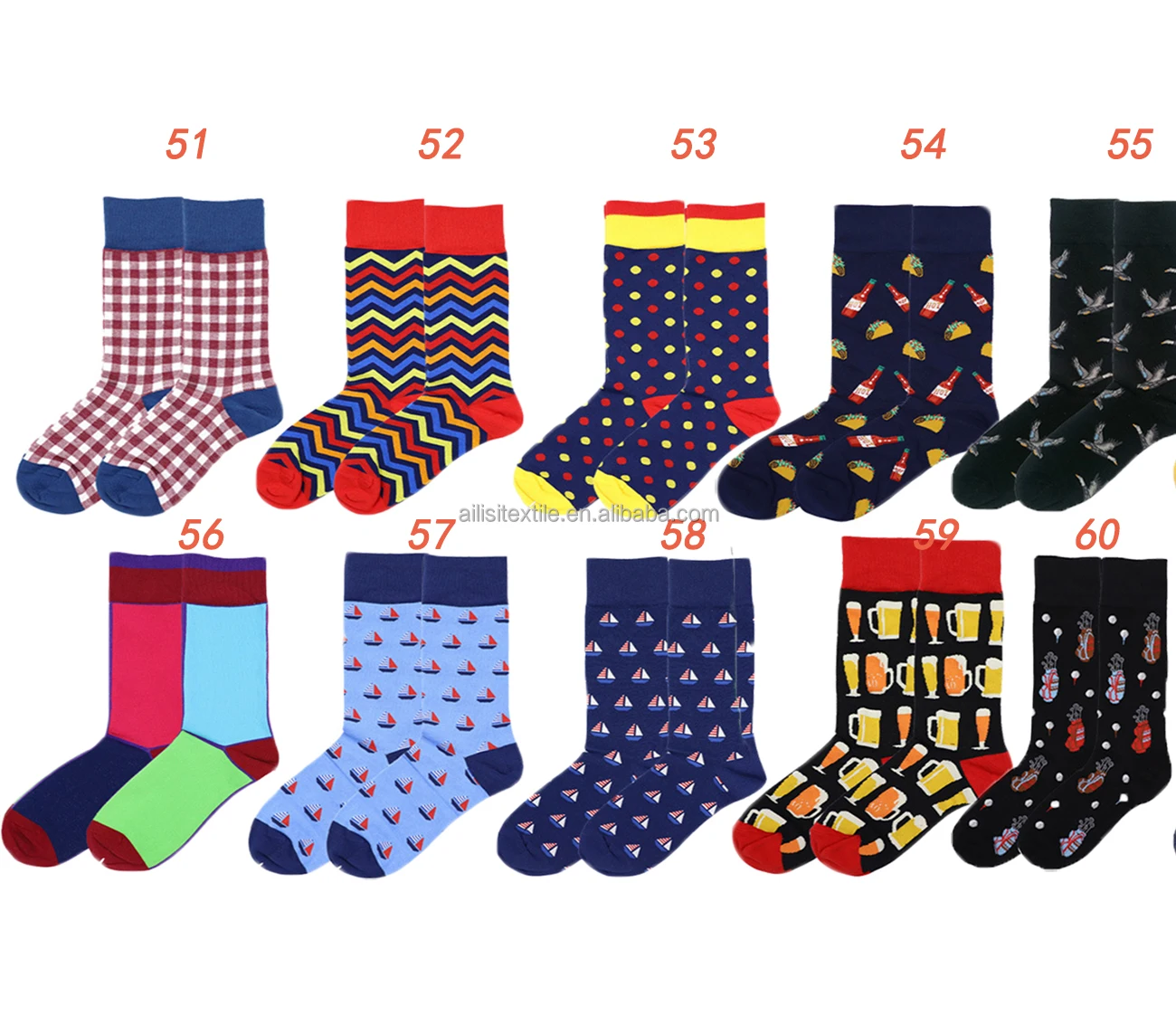 Happy Sock Wholesale Custom Colorful Jacquard Socks Fashion Design Man