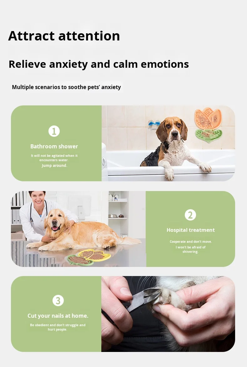 Tulip Small Medium Dog Silicone Anti-Choking Slow Food Mat Multi-Functional Licking Plate Pet Bowls Feeders supplier