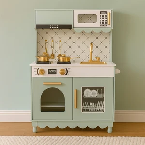 EDULAND Montessori Wooden Cottage Kitchen Toy Set Pretend Play & Educational Role Play Cooking Play Set Gift for Kids