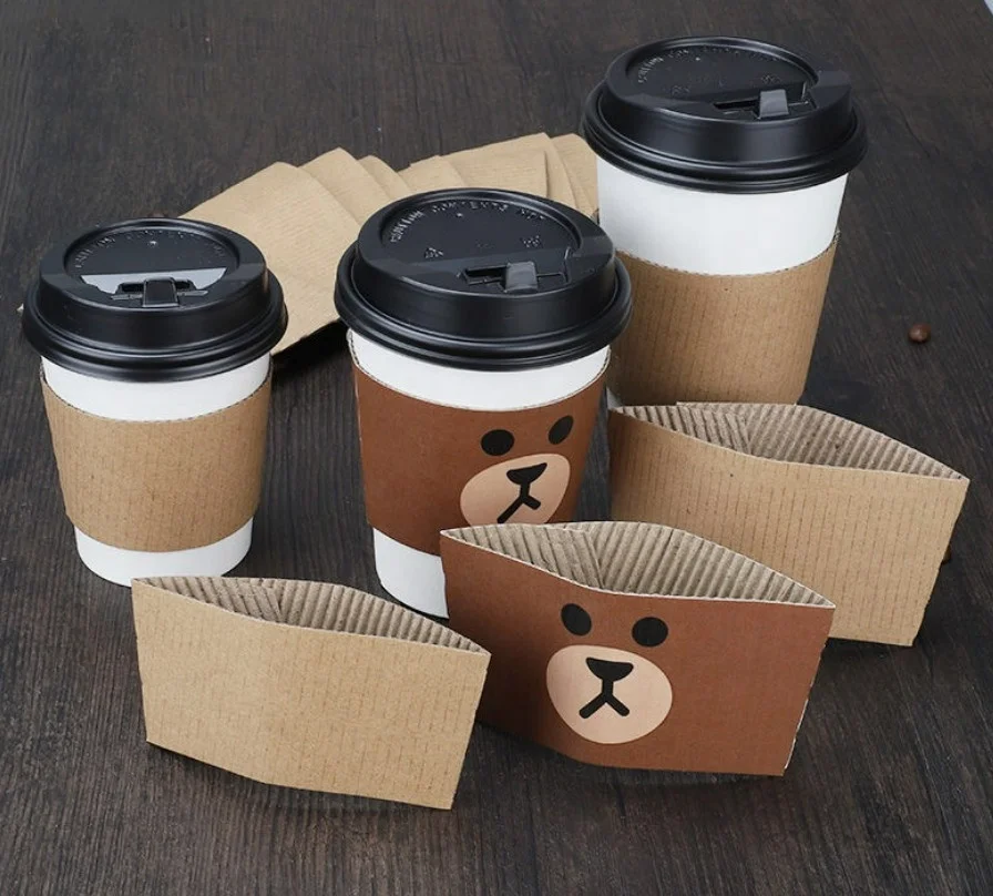 100-1000 PCS Disposable Paper Coffee Cup Sleeves Insulation Cover Kraft  Paper