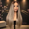 Parrucca liscia Balayage biondo miele