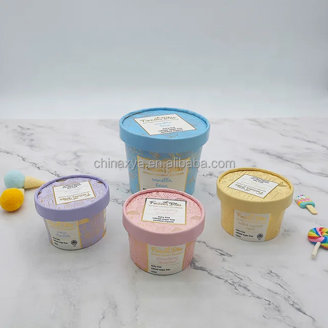 Wholesale biodegradable paper ice cream cup custom pint 500ml 16 oz ice cream container with dome lid spoon manufacture