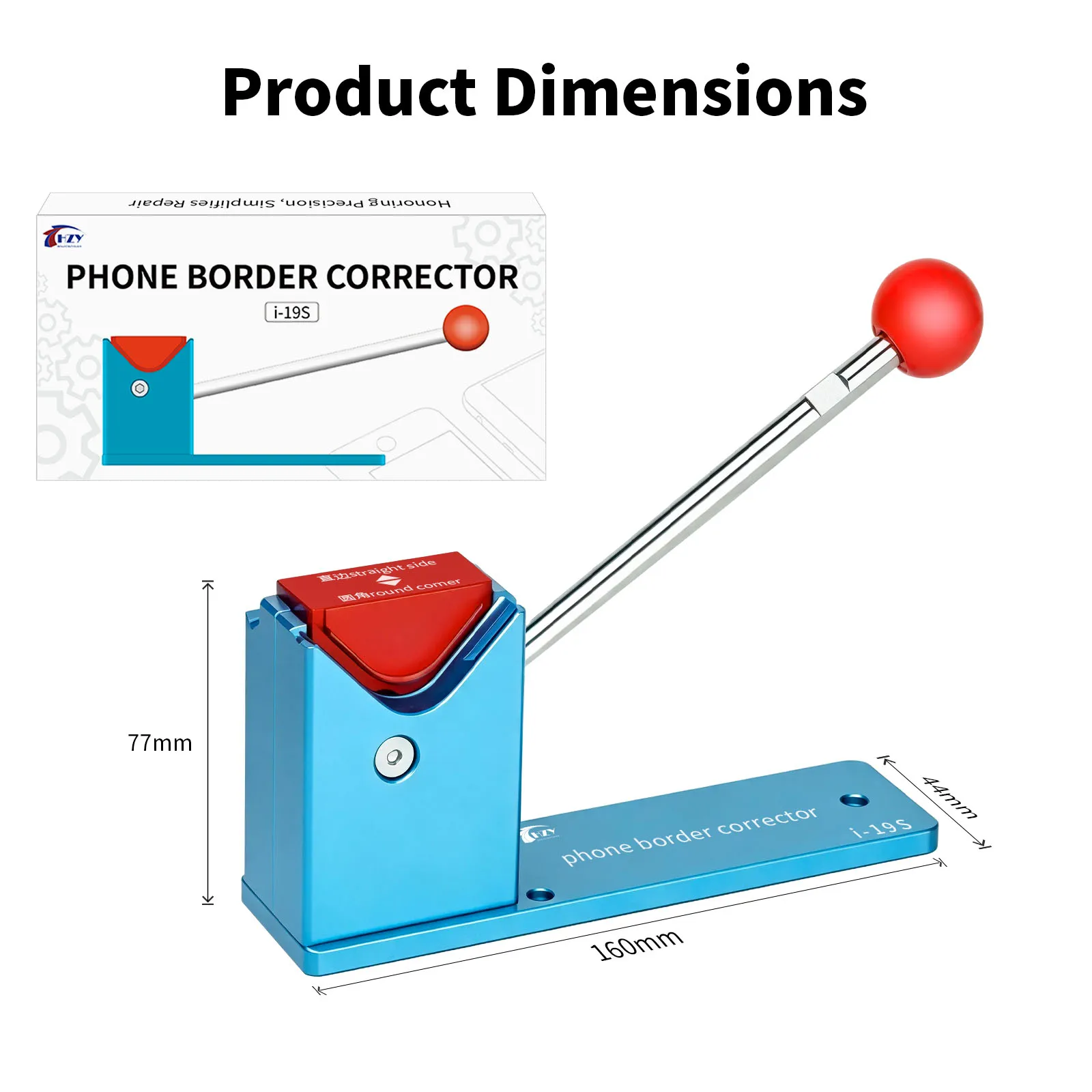 HZY I-19S 2-in-1 Border Corrector Round Corner Straight Edge Dent Repair Tool for iPhone 12-17 Pro Max Mid Frame Repair