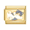 YWXH-98-Gray cat with gold background