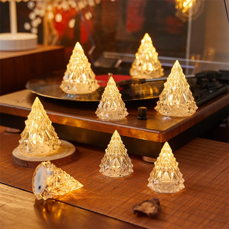 Glass Christmas Tree Tabletop Christmas Tree Lights for Table Top Desk Classic Series Christmas Decoration