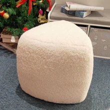 Customized 2020 New Design Christmas Factory Direct Price Cheap Lambs Wool Ottoman Stool