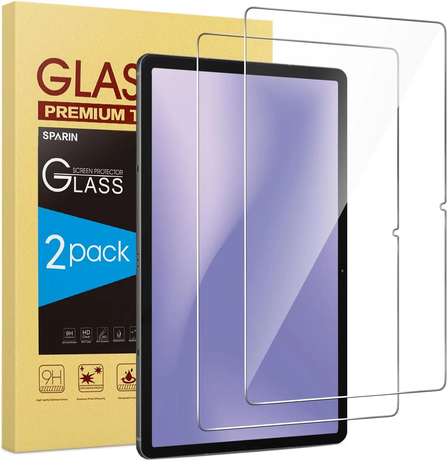 Screen Protector for Samsung Galaxy Tab S10+ S9+ 12.4 Inch HD Tempered Glass Anti-Scratch Highly Transparent Films 2 Pack