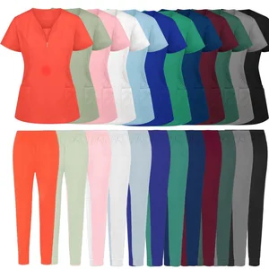 Stable Quality Eco-Friendly Woven Fabric Summer Medical Hospital Nurse Uniform Womens Scrub Set